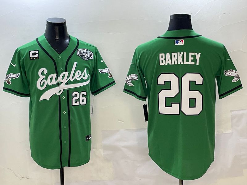 Men Philadelphia Eagles 26 Barkley Green three generations Jointly Name 2025 Nike Limited NFL Jersey style 6